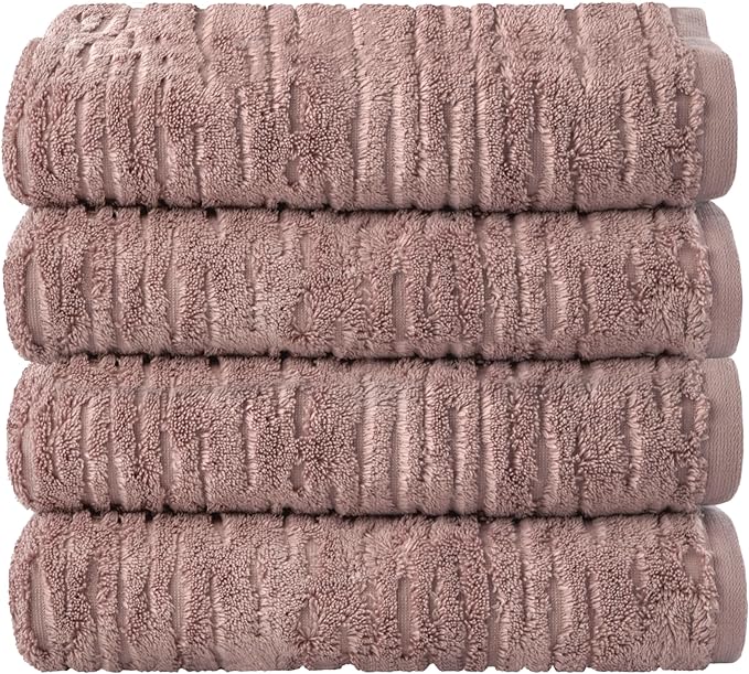 SKL Home CloudSoft Cotton Luxury 4 Pc Bath Towel Set, Clay