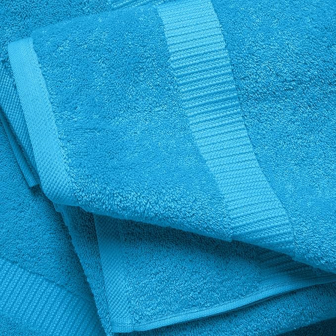 SALBAKOS 100% Turkish Cotton Washcloth Set of 12, 13x13 inch | Premium Quality | Hotel & Spa Collection | Ultra Soft, Super Absorbent, Wash Cloth Towels | Made in Turkey (Aqua, 12 Washcloths)