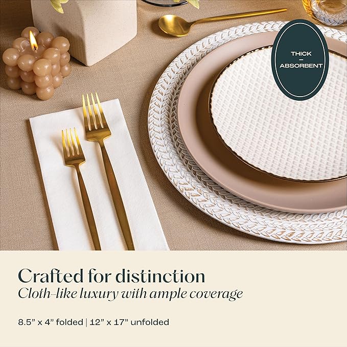 100-Pack Servietto Disposable Linen-Feel Guest Towels - Disposable Cloth-Like Hand Towels - Soft and Absorbent Paper Napkin for Kitchen, Bathroom, Party, Wedding, Or Event