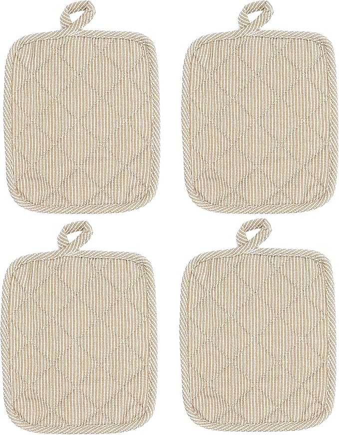 American Linen Pot Holders, Hot Pads, Table Pads for Kitchen and Dining Table, Non Slip Heat Resistant Hot Pot Holder (Beige, 4 Pack)