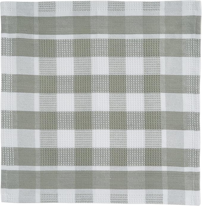 LANE LINEN 100% Cotton Kitchen Dish Cloths, Ultra Soft Absorbent Quick Drying Dish Towels, Multiweave Wash Cloths Dish Towel Sets, 12x12 Inches, 12 Pack - Grey