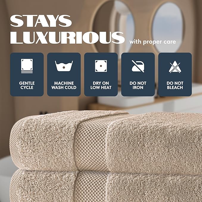 White Classic Luxury Bath Towels Set of 4 Large - 700 GSM Cotton Ultra Soft Bath Towels 27x54 | Highly Absorbent and Quick Dry | Hotel Towels for Bathroom Luxury, Plush Shower Towels, Taupe