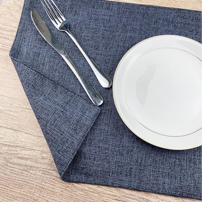 Weabetfu Cloth Placemats Set of 6 Heat Resistant Dining Table Placemmats Cotton Linen Machine Washable Kitchen Table Mats Wrinkle Free Thick Fabric Place Mats,Easy to Clean,13" x 19"