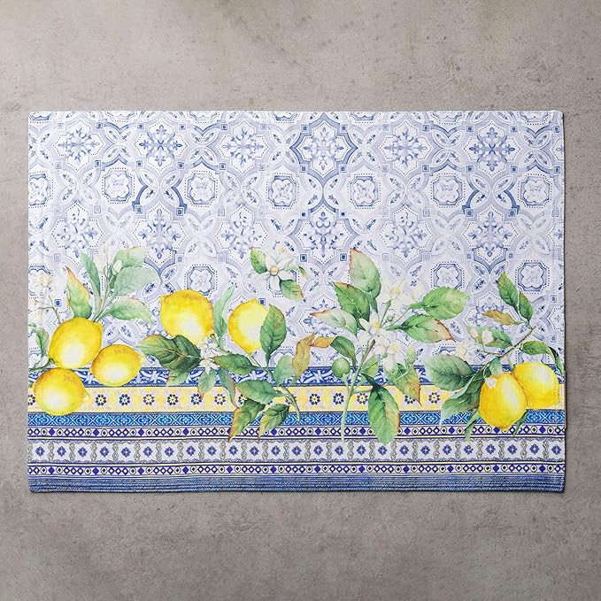 Maison d' Hermine Placemats Set of 4 100% Cotton Washable Cloth Place Mats Reusable Table Mats for Kitchen Dining Party Wedding Gifts for Mothers Day Spring/Summer (Citrus, 13" x 19")