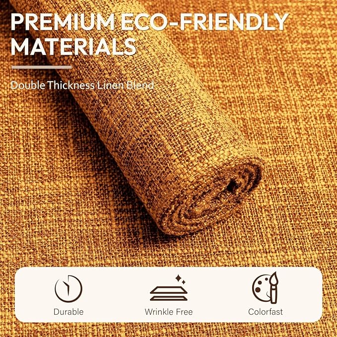 Blue Forest Placemats Set of 6, Dual-Layered Thickened Faux Linen Cloth Place Mats Heat Resistant Machine Washable Wrinkle Free Table Mats Indoor/Outdoor (Orange)