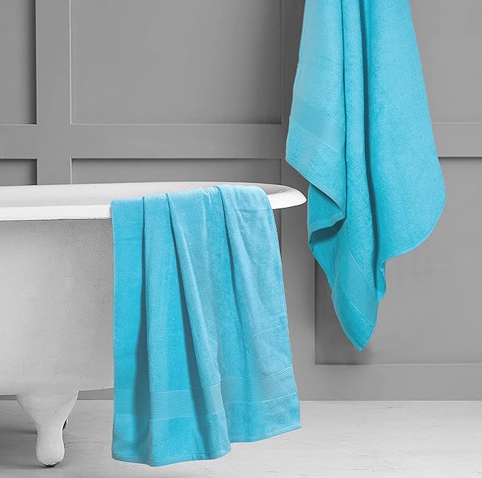 Belizzi Home Premium Cotton Oversized 2 Pack Bath Sheet 35x70-100% Pure Cotton - Ideal for Everyday use - Ultra Soft & Highly Absorbent - Machine Washable - Turquoise Blue