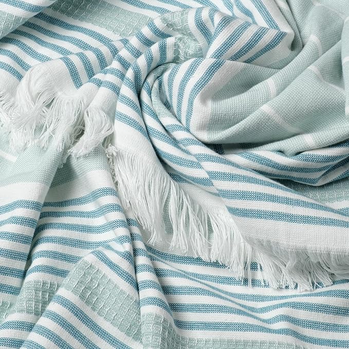SOFE H&L | LINVIA Foutah Quick Dry Beach Towel Pack of 2 (35” x 70”) Basic - Mint | Lightweight, Premium, Fade Resistant, Durable | Travel Towel, Turkish Beach Towel with Shoulder Strap