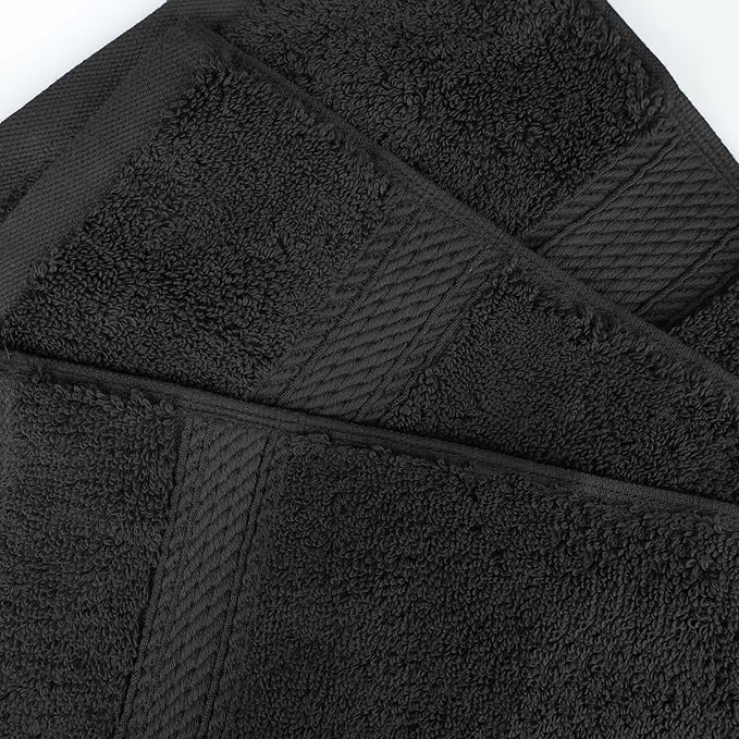 Superior Egyptian Cotton 8-Piece Solid Towel Set, Washcloths 13” x 13”, Hand Towels 20” x 30”, Bath Towels 30” x 55”, Black, 8-Pieces by Superior