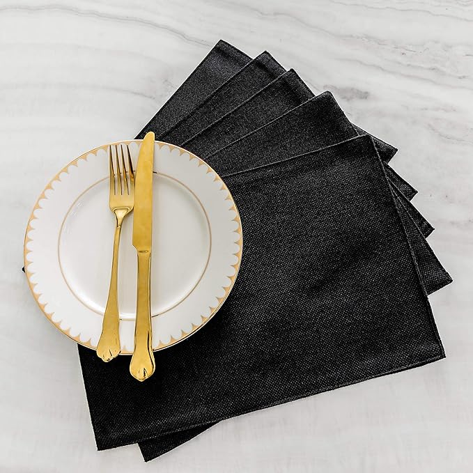 Home Brilliant Black Placemats Set of 6 Heat Resistant Dining Table Fall Place Mats Kitchen Cloth Table Mats, Black