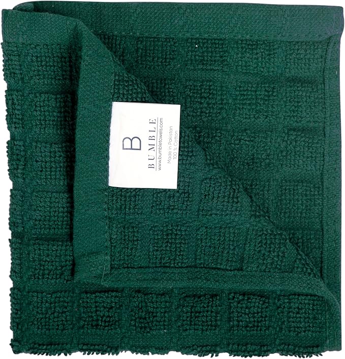 Bumble Dish Cloths (8 Pack) | 12" x 12" | 100% Cotton Kitchen Towels | 405 GSM | Soft, Highly Absorbent & Durable Dish Towels for Kitchen | Green