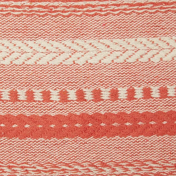 DII Farmhouse Braided Stripe Table Runner Collection, 15x72 (15x77, Fringe Included), Spice
