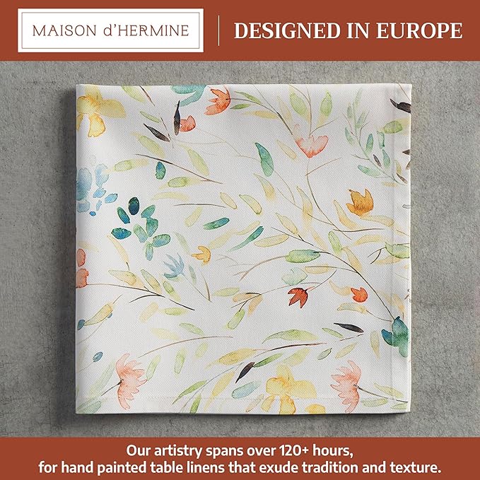 Maison d' Hermine Cloth Napkins Set of 4 100% Cotton Everyday Reusable Square Napkins Cloth Washable, Dinner, Party, Wedding, Restaurant, Spring/Summer (Colmar, 20" x 20")