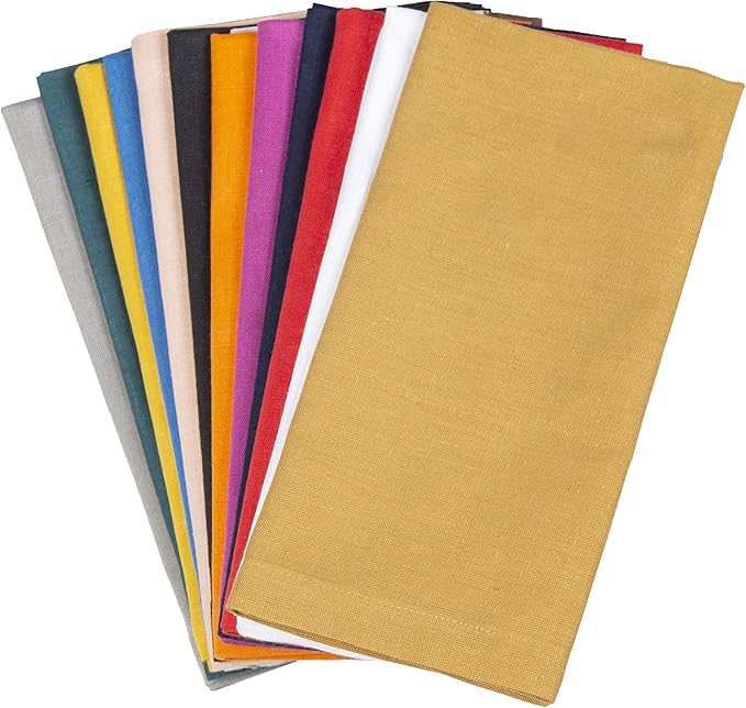 FINGERCRAFT Dinner Cloth Napkin Cotton Linen Blend 12 Pack Natural Premium Quality Mitred Corner for Every Day Use Pre Shrunk and Good Absorbency 18x18 in Easter Color Multi