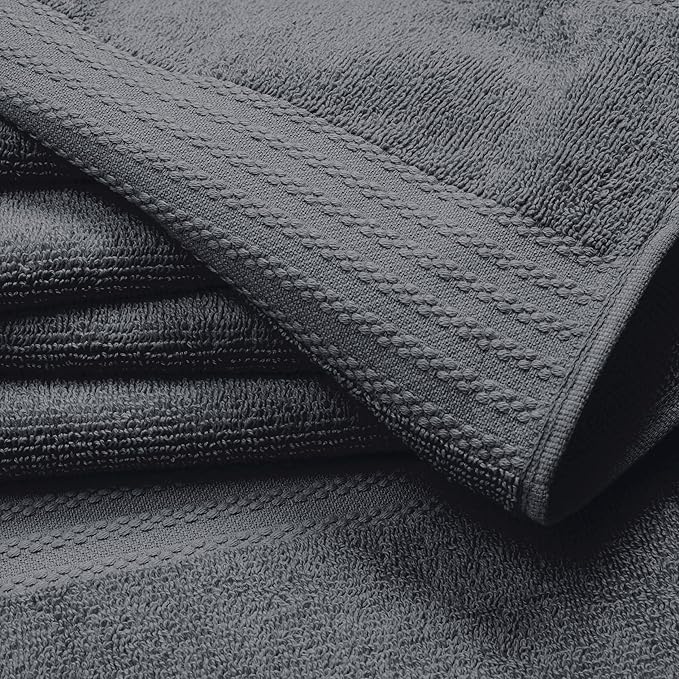 GLAMBURG Ultra Soft 12-Piece Washcloths Set 13x13-100% Ringspun Cotton - Durable & Highly Absorbent Face Towels - Ideal for use in Bathroom, Kitchen, Gym, Spa & General Cleaning - Charcoal Grey