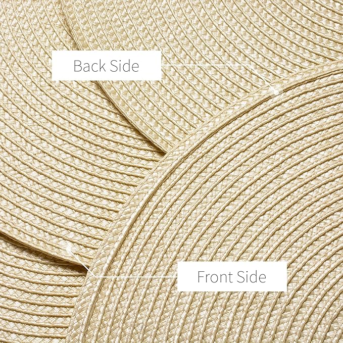 AHHFSMEI Round Placemats Set of 8 Heat Resistant Washable Non-Slip Woven Braided Table Mats for Dining Table Kitchen & Home Decor (Beige,8)