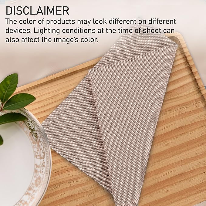 Ruvanti Cloth Napkins Set of 12, 18x18 Reusable Napkins Cloth Washable, Soft & Durable Table Napkin, Poly Cotton Fabric Dinner Napkins for Parties, Christmas, Thanksgiving, Weddings - Sand