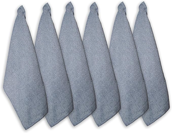 Chardin home Ecofriendly Upcycled Cotton Waffle Kitchen Towels Set, Navy Blue & White | 18x28 Inch Large Dish Cloths Set of 6 |Super Absorbent Reusable Ultra Soft Hand and countertop Tea Towels