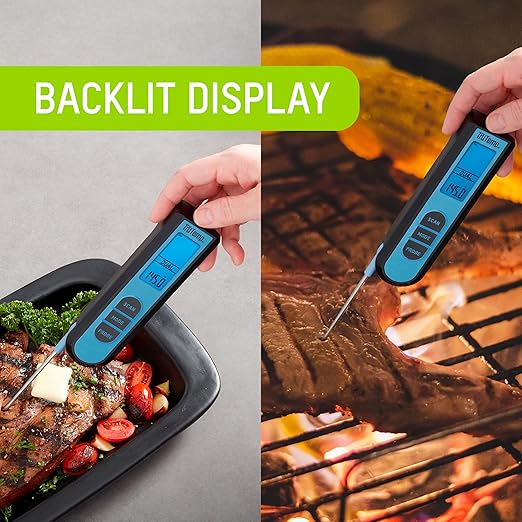 Taylor TruTemp Dual Instant Read Infrared Meat and Food Thermometer, Digital for Cooking, IPX5 Splash Proof Design, Plus Meat Probe for BBQ, Kitchen, Smoker, and Grilling, Blue
