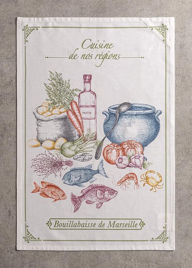 Maison d' Hermine Kitchen Towels Set of 3 100% Cotton 27.50" x 20" Reusable Cloth Tea Dish Towels Absorbent with Hanging Loop for Kitchen Gifts for Mothers Day Spring/Summer (Gastronomie)