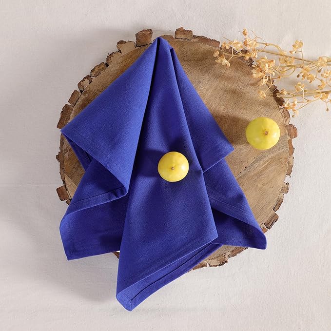 Cloth Napkins Set of 12 Solid Dinner Napkins 18x18 Inch, 100% Cotton, Soft Absorbent Reusable Washable Durable Napkin, Decorations, Restaurant, Wedding & Table Décor - Ink Blue