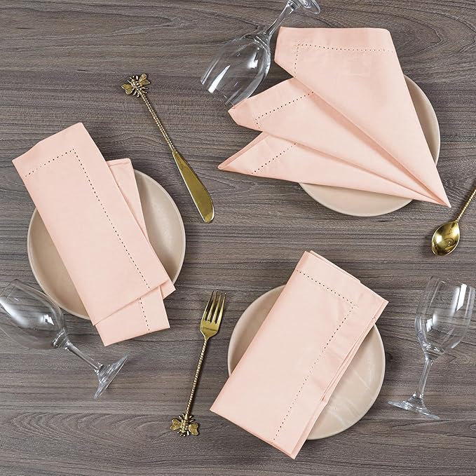 Cotton Cloth Napkins Set of 12, 18x18 Cotton Napkin Cloth Washable, Soft, Reusable Napkins for Wedding, Parties, Christmas, Thanksgiving, Everyday Use (Petal Peach) - ALPHA Living HOME