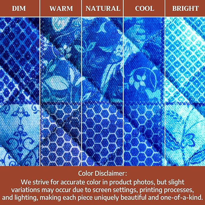 Maison d' Hermine Pot Holders 100% Cotton Heat Resistant Potholders 8" x 8" Hot Pads with Loop BBQ Cooking Baking Gifts for Mothers Day Handling Hot Pans Spring/Summer (Pack of 1, Indigo Love)