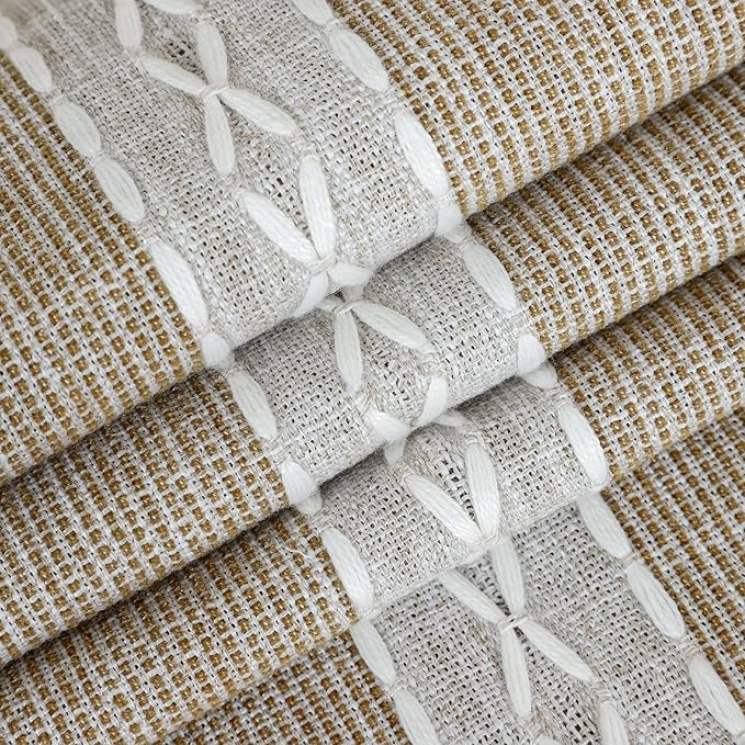 Farmhouse Braided Striped Table Runner Rustic Embroidery Coffee Table Runners for Decorations Weddings Holiday Brown 13x108inch