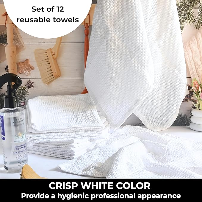 White Cotton Cleaning Rags For Housekeeping - Trapos Paños De Limpieza Reutilizables - Kitchen Bar Shop Towel Dish Mop Wash Cloth For House Dust - Reusable Washable Absorbent - 13"x13" 12 Pack