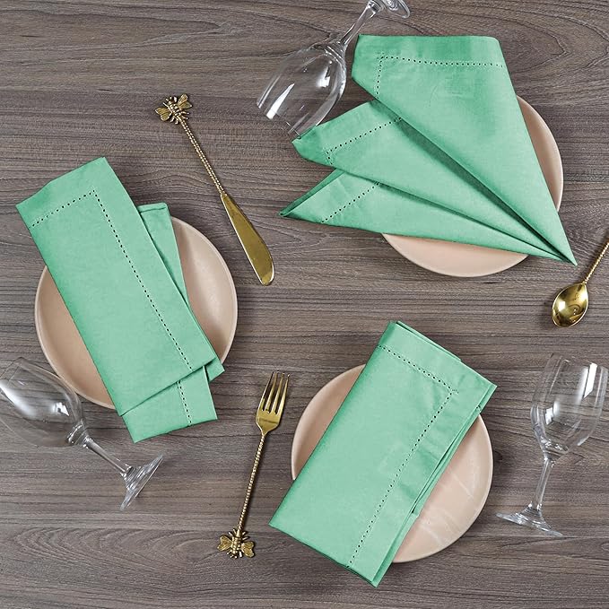 Cotton Cloth Napkins Set of 12, 18x18 Cotton Napkin Cloth Washable, Soft, Reusable Napkins for Wedding, Parties, Christmas, Thanksgiving, Everyday Use (Aqua) - ALPHA Living HOME