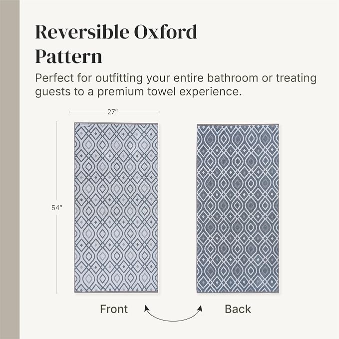 Modern Threads Classic Diamond 6-Piece 100% Cotton Towel Set – Yarn Dyed Jacquard – Includes 2 Bath Towels, 2 Hand Towels, 2 Washcloths – Absorbent, Quick Dry, Soft & Durable – Blue