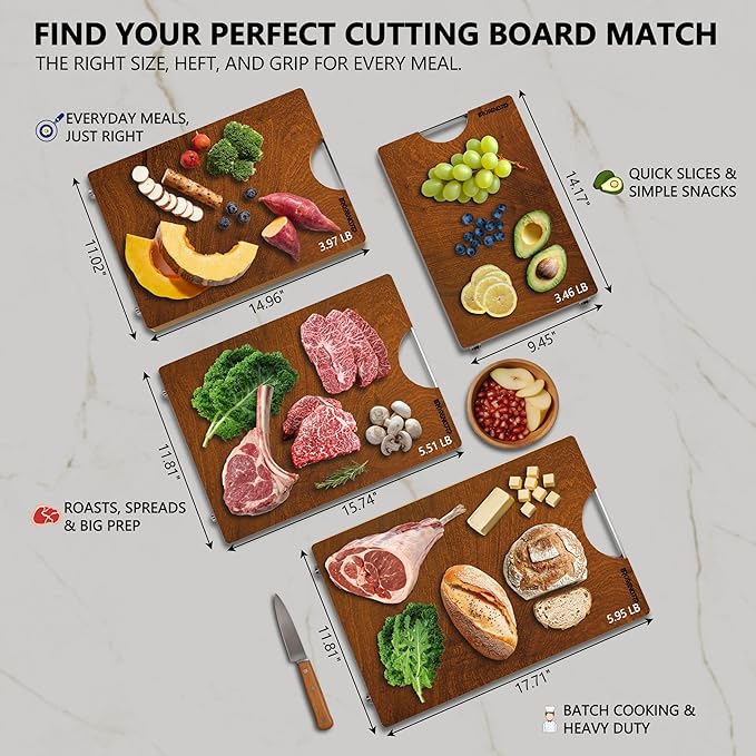 Brosisincorp Real Solid Sapele Cutting Board One Piece No Glue Non Toxic All Whole Single Wood Butcher Block Thick Hard Wood Heavy Duty Edge Grain (X-Large, 17.71"L*11.81"W*1.18"Th)