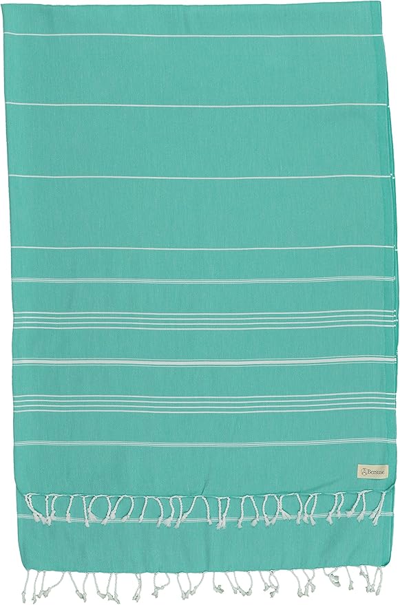 Bersuse Towels Anatolia XL Beach Blanket Throw Blanket Turkish Towel 100% Cotton Extra-Large Quick-Dry Lightweight Premium Peshtemal Towel - 61x82 Inches, Mint Green (Set of 3)