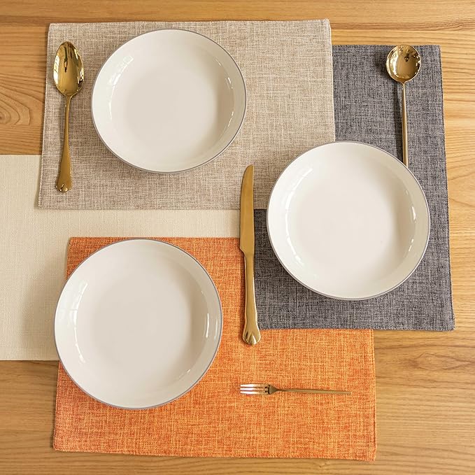 Demetex Orange Placemats Set of 4 Linen Place Mats Decorative Heat Resistant Cloth Table Mats for Party Birthday Gathering Dinner, 13x19 inch, Orange