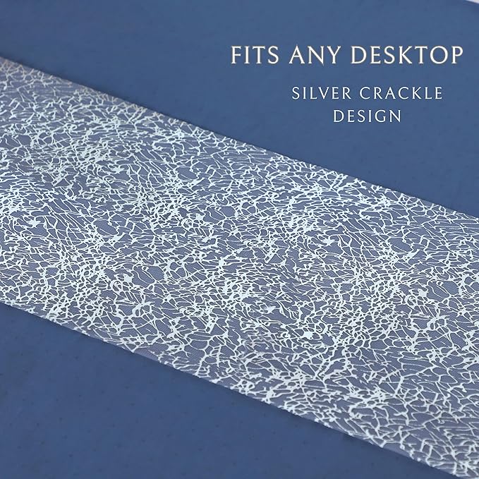 Snowkingdom 20Ft Silver Table Runner, Sparkly Foil Mesh Crackle Metallic Glitter Table Runner, Silver Dining Centerpieces Decorations for Wedding Birthday Christmas Holiday Party Decor 240Inch