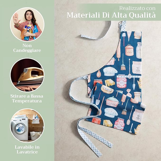 Maison d' Hermine 100% Cotton Apron for women with Pocket Kitchen Chef Apron for Men Cooking Mothers Day Gifts
