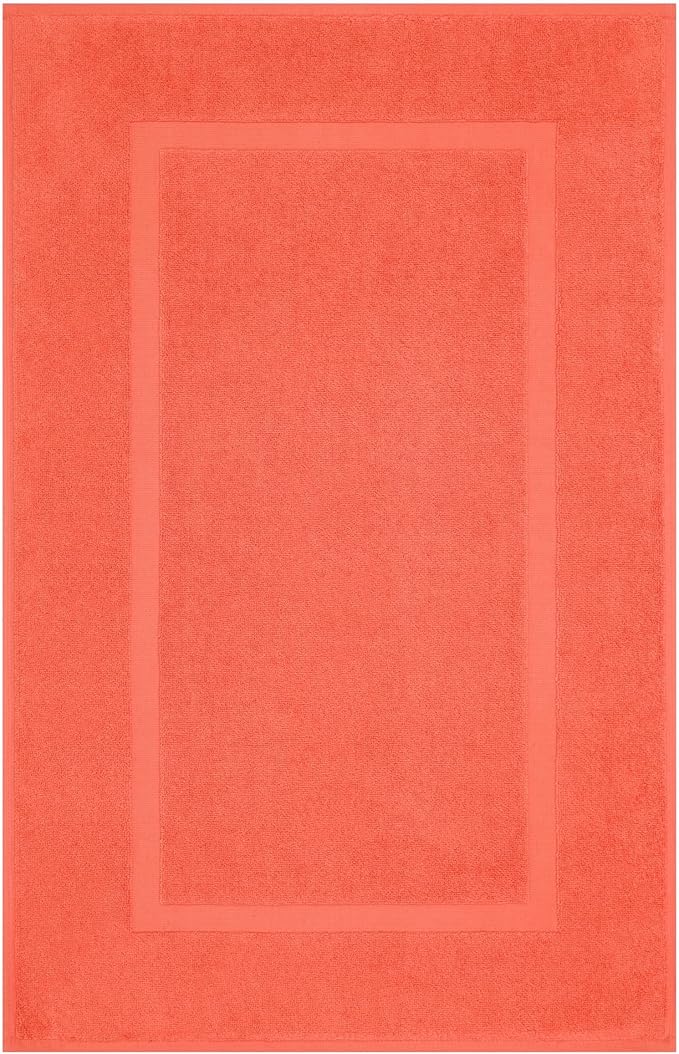 Cotton Paradise 100% Cotton Bath Mats for Bathroom Floor Set of 2 Pack, 20x34 Soft Absorbent Washable Quick Dry Tub Bathmat, Coral Towel Bath Mat