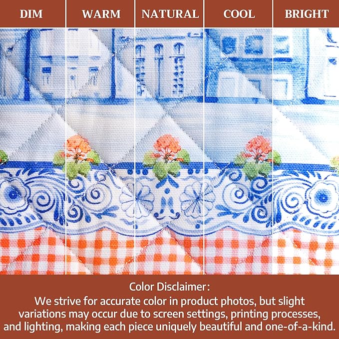 Maison d'Hermine Oven Gloves 100% Cotton Oven Mitt 7" x 13" with Loop Heat Resistant BBQ Cooking Gloves Baking Grilling Gifts for Mothers Day Spring/Summer (Pack of 1, Amsterdam Canals)