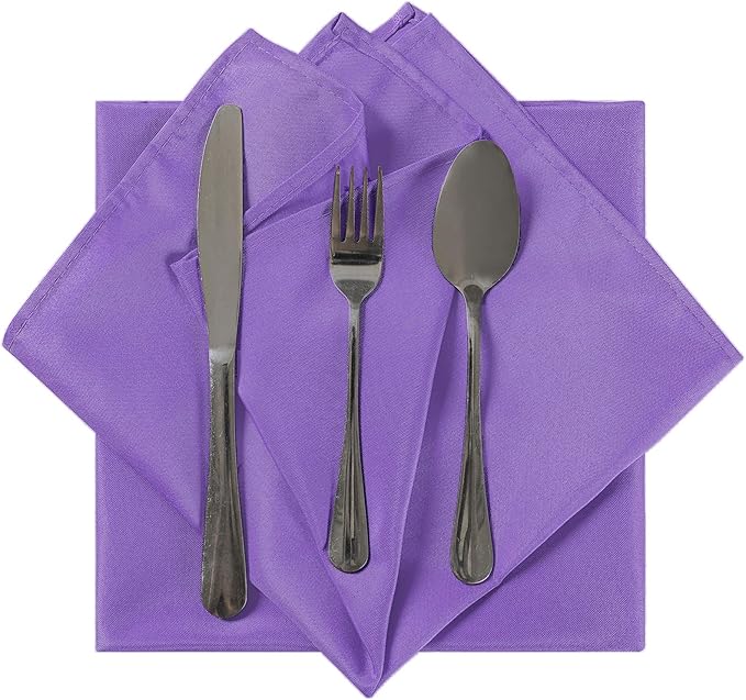 Cloth Napkins 20x20 inch Washable Polyester Dinner Napkins Soft Table Napkins for Wedding Party Dining Banquet(Purple,50PCS)