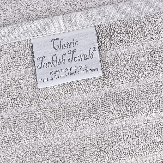 Classic Turkish Towels 6 Piece Heavy Duty Fast Drying Bath Sets Made with 100% Turkish Cotton - Includes 2 Fingertip Towels (Mist Grey)