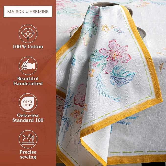 Maison d' Hermine Cloth Napkins Set of 4 100% Cotton Everyday Reusable Square Napkins Cloth Washable Dinner Wedding Restaurant Gifts for Mothers Day Spring/Summer (Paradise Island, 20" x 20")