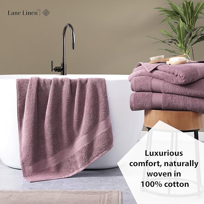 LANE LINEN 100% Ring Spun Cotton Bath Sheets (35"x66") - 4 Pcs - Highly Absorbent, Soft & Low Lint - Extra Large Towel Sets - Oversized Daiiy Use Bathroom Towels Ideal for Adults, Spa - Wistful Mauve