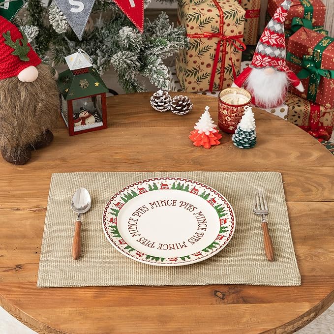 Kevin Textile Table Mats Set of 4 Heat Resistant Washable Placemats for Parties Buffet Dinner, 13 x 19 inches, Light Beige