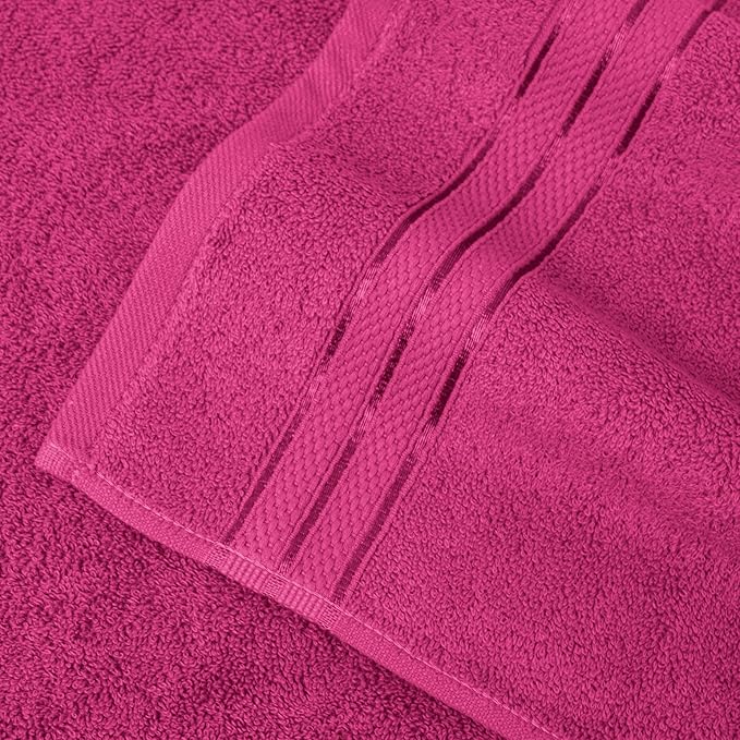 Elegant Comfort Three Line Popcorn Towel Set for Bathroom 27 x 54 inches, Premium Hotel Quality 2-Pack Bath Towels, 100% Turkish Cotton, Soft and Durable, Quick Dry and Highly Absorbent, Hot Pink