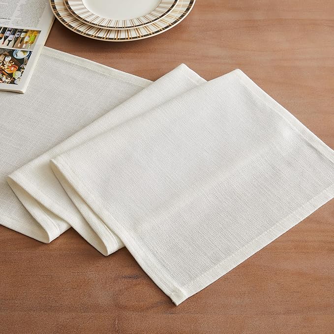 ZeeMart Rustic Cotton Linen Table Runner, 13x72 Inches Off White, Farmhouse Style Ivory Table Runners 72 Inches Long, Washable Kitchen Dining Table Decoration for Home Party Decor