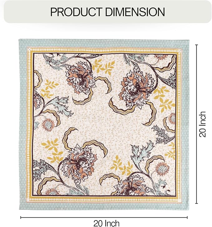 FINGERCRAFT Cloth Napkins, Set of 12 Cotton Linen Blend Printed Dinner Napkins Cloth Mitered Corner Perfect for Parties Dinners Weddings Cocktail Christmas Easter 20x20 Royal Bloom