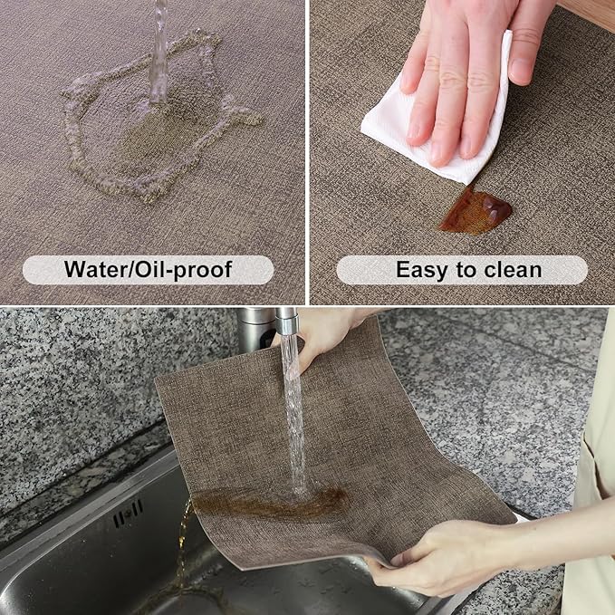 Homaxy Faux Leather Heat Resistant Placemats for Dining Table Set of 6, Waterproof Wipeable Washable PU Table Mats, Easy to Clean Anti-Slip Place Mats, 11.8" x 17", Dark Brown