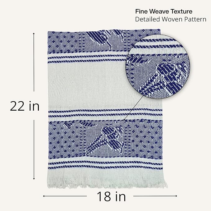 Jacq & Jürgen – Set of 6 Multicolor Cotton Cloth Napkins – 22"x18" – Dinner Table Linens or Tortilla Warmer Cloths - 100% Cotton - Premium Materials (6MexicanKitchenWhite)