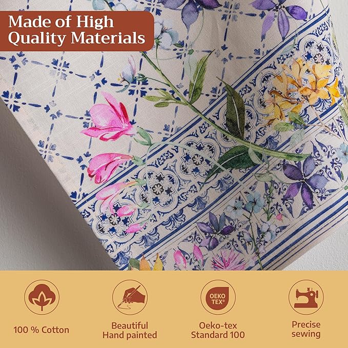 Maison d' Hermine Kitchen Towels Set of 3 100% Cotton 27.50" x 20" Reusable Cloth Tea Dish Towels Absorbent with Hanging Loop for Kitchen Gifts for Mothers Day Spring/Summer (Faience)