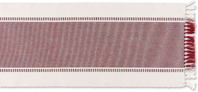 DII Dobby Stripe Woven Table Runner, 13x72-inch, Redwood