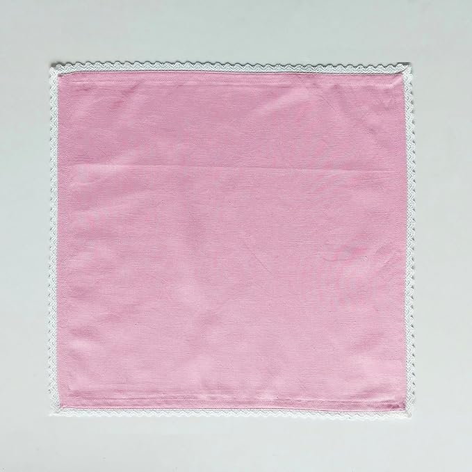 FINGERCRAFT Dinner Cloth Napkin Cotton Linen Blend 4 Pack Mitered Corners with Elegant Lace for Everyday Use Napkins are Pre Shrunk and Good Absorbency Pastel Rose Easter Color